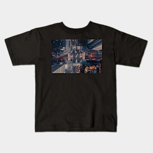 Abstract aerial top down view of crossroad Kids T-Shirt